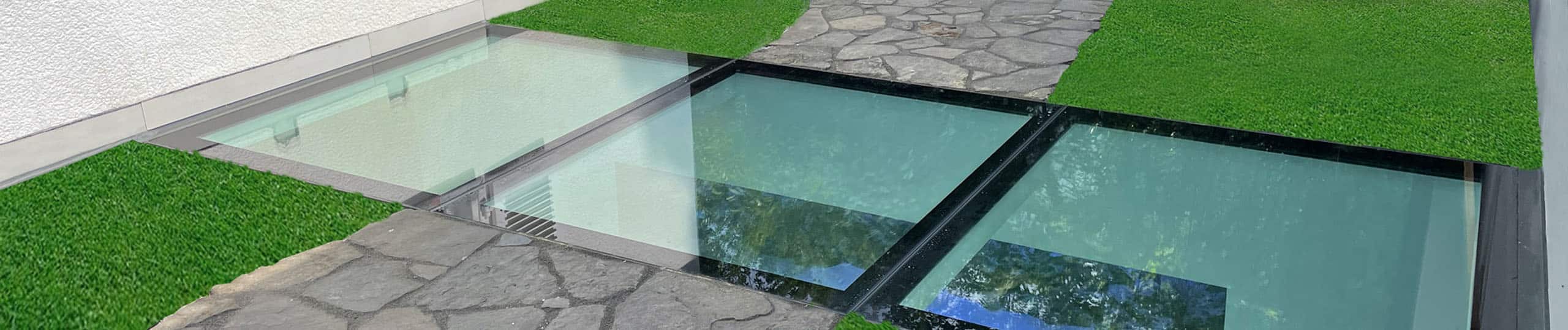 LINEAR WALK-ON: begehbare Glasmodule als begehbarer Glaspfad
