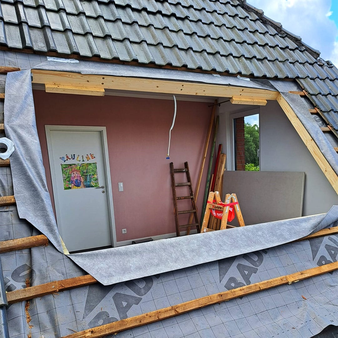 Holz-Unterkonstruktion – Wooden substructure Panoramafenster Eigenheim
